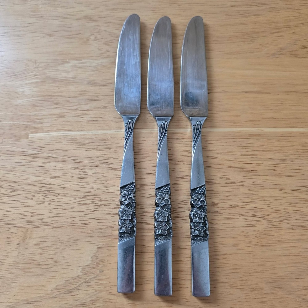 Stanley Roberts Estrallita Dinner Knives Set 3 Stainless 8.75" MCM Flatware